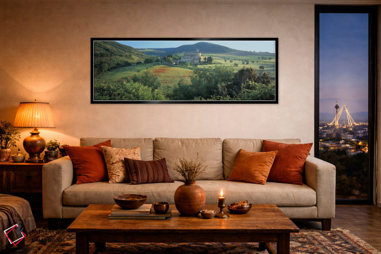 تابلو دکوراتیو Abbazia di Sant'Antimo, Tuscany, Italy,نمای بالا از کلی… اثر پانورامیک ایمجز - D6B