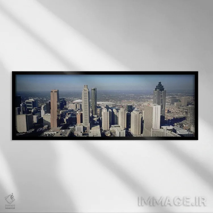 تابلو دکوراتیو Georgia, USA,نمای بالا از ساختمان های شهری، آتلانتا، جو… اثر پانورامیک ایمجز - نمای قابدار مشکی