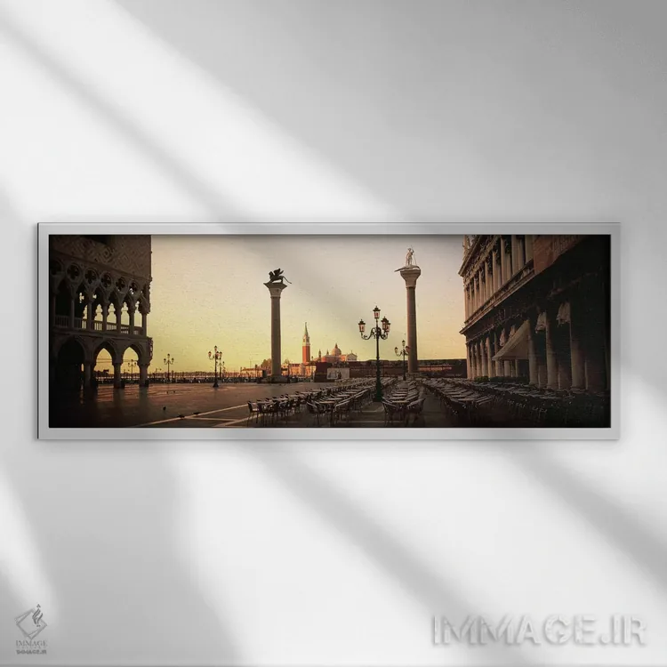 تابلو دکوراتیو Venice, Italy,میدانچه سان مارکو در غروب، ونیز، ایتالیا اثر پانورامیک ایمجز - نمای قابدار سفید
