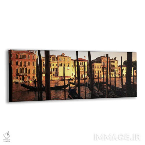 تابلو دکوراتیو Venice, Italy,گوندولاهای پهلوگرفته در کانال II، ونیز، ا… اثر پانورامیک ایمجز - نمای پرسپکتیو محصول
