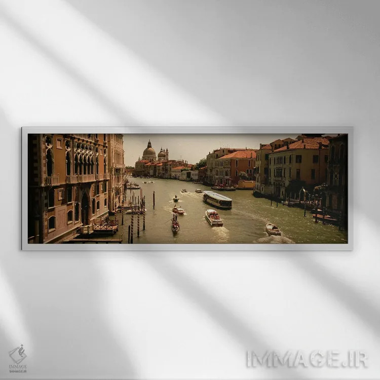 تابلو دکوراتیو Grand Canal, Venice, Italy,فعالیت روزانه، گراند کانال… اثر پانورامیک ایمجز - نمای قابدار سفید
