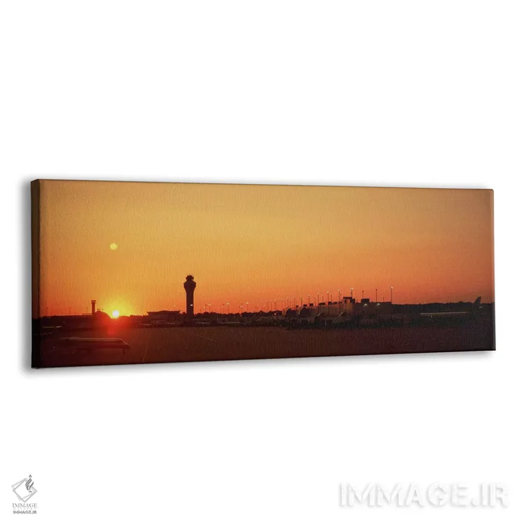 تابلو دکوراتیو Chicago, Illinois, USA,غروب آفتاب بر فراز فرودگاه اوهیر… اثر پانورامیک ایمجز - نمای پرسپکتیو محصول