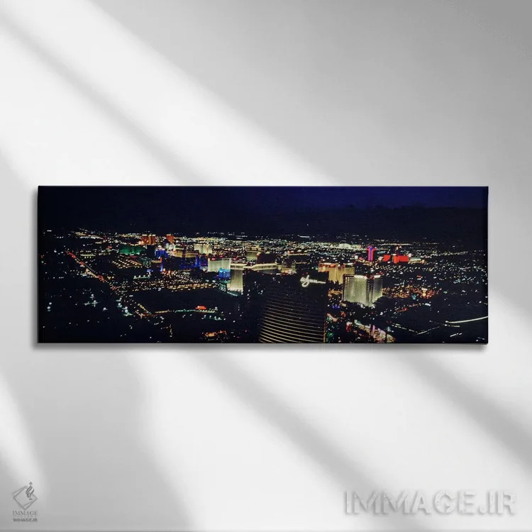 تابلو دکوراتیو The Strip, Las Vegas, Nevada, USA,نمای بالا از شهری روش… اثر پانورامیک ایمجز - نمای روبهرو روی دیوار