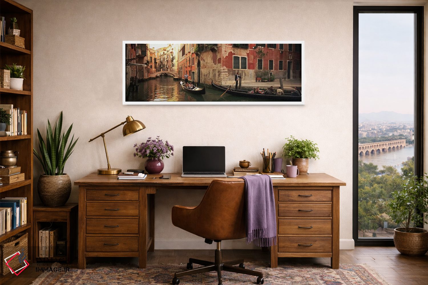 تابلو دکوراتیو Venice, Italy,گوندولاهای در حال حرکت در کانال، ونیز، ای… اثر پانورامیک ایمجز - D1W
