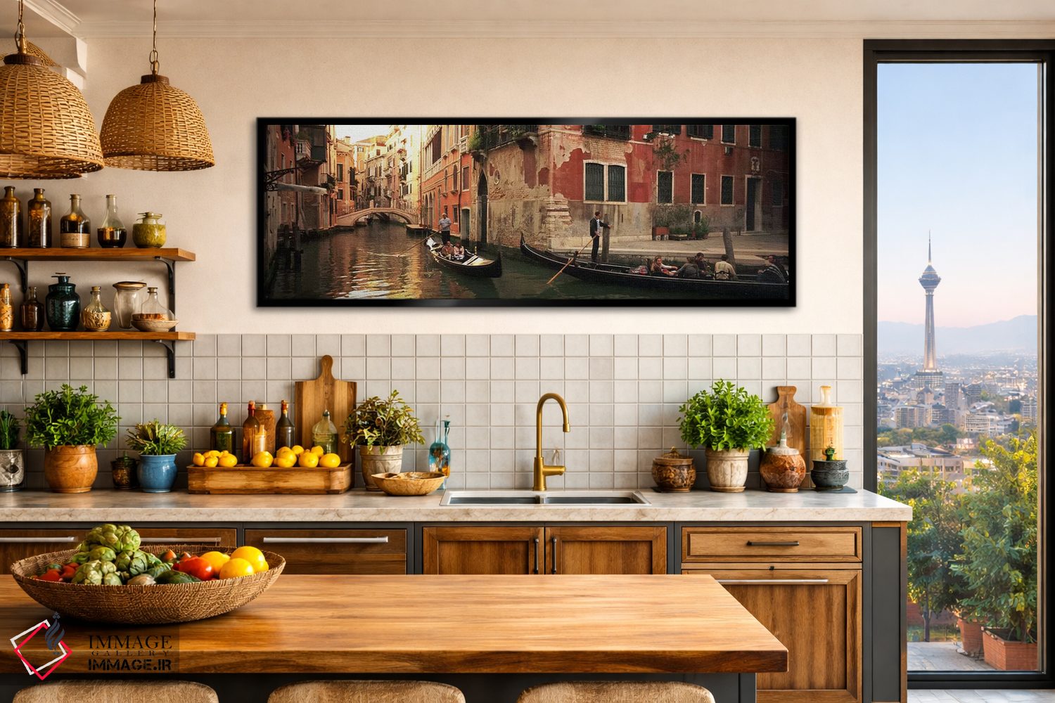 تابلو دکوراتیو Venice, Italy,گوندولاهای در حال حرکت در کانال، ونیز، ای… اثر پانورامیک ایمجز - D2B
