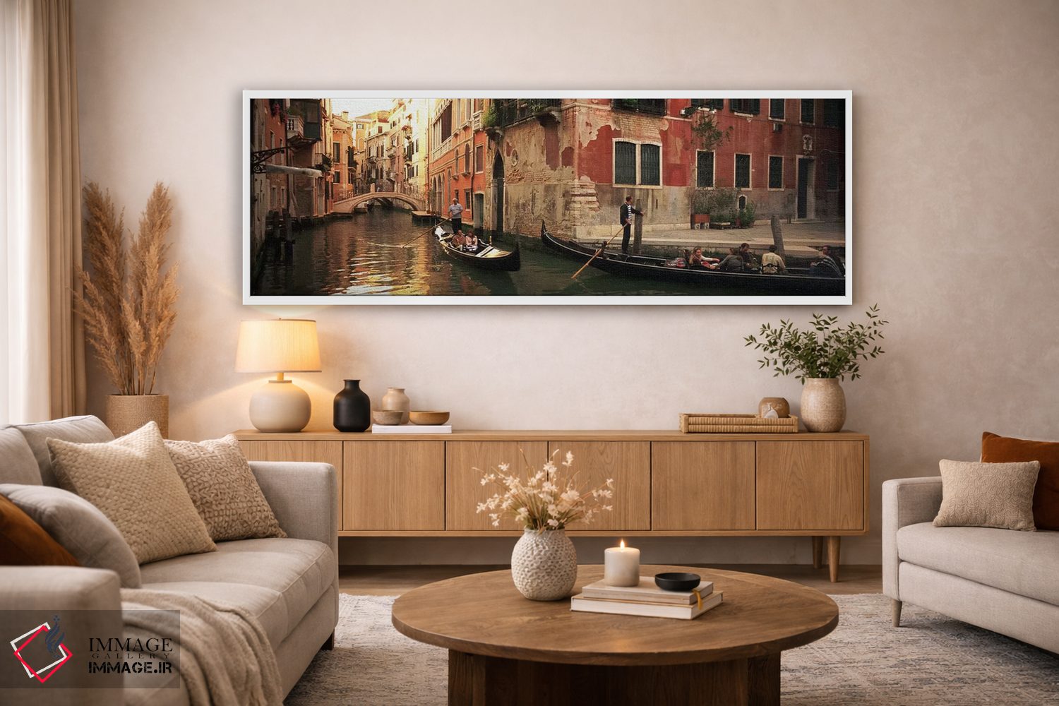 تابلو دکوراتیو Venice, Italy,گوندولاهای در حال حرکت در کانال، ونیز، ای… اثر پانورامیک ایمجز - D3W