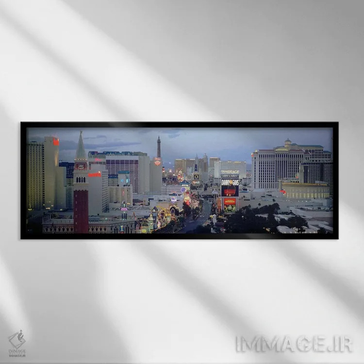 تابلو دکوراتیو The Strip, Las Vegas, Nevada, USA,نمای بالا از ساختمان… اثر پانورامیک ایمجز - نمای قابدار مشکی