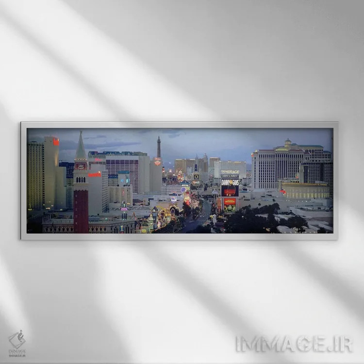 تابلو دکوراتیو The Strip, Las Vegas, Nevada, USA,نمای بالا از ساختمان… اثر پانورامیک ایمجز - نمای قابدار سفید