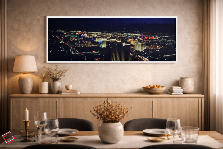 تابلو دکوراتیو The Strip, Las Vegas, Nevada, USA,نمای بالا از شهری روش… اثر پانورامیک ایمجز - D2W