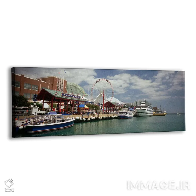 تابلو دکوراتیو Navy Pier, Chicago, Illinois, USA,قایق های پهلوگرفته در… اثر پانورامیک ایمجز - نمای پرسپکتیو محصول