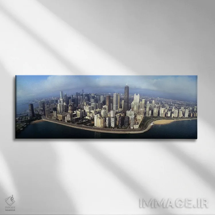 تابلو دکوراتیو Chicago, Illinois, USA,نمای بالا از ساختمان های ساحلی… اثر پانورامیک ایمجز - نمای روبهرو روی دیوار
