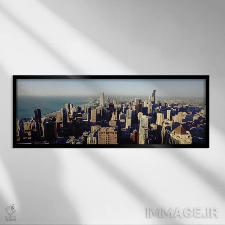 تابلو دکوراتیو Chicago, Illinois, USA #2,نمای بالا از ساختمان های شهری… اثر پانورامیک ایمجز - نمای قابدار مشکی