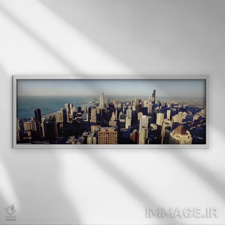 تابلو دکوراتیو Chicago, Illinois, USA #2,نمای بالا از ساختمان های شهری… اثر پانورامیک ایمجز - نمای قابدار سفید