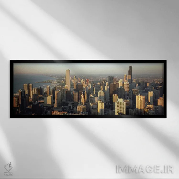تابلو دکوراتیو Chicago, Illinois, USA,نمای بالا از ساختمان های شهری، ش… اثر پانورامیک ایمجز - نمای قابدار مشکی