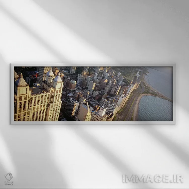 تابلو دکوراتیو Lake Shore Drive, Chicago, Illinois, USA,نمای بالا از ا… اثر پانورامیک ایمجز - نمای قابدار سفید