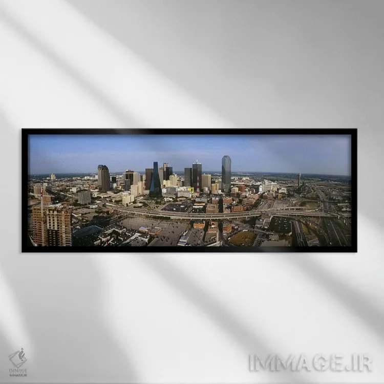 تابلو دکوراتیو Dallas, Texas, USA,نمای هوایی از شهر، دالاس، تگزاس، آمر… اثر پانورامیک ایمجز - نمای قابدار مشکی