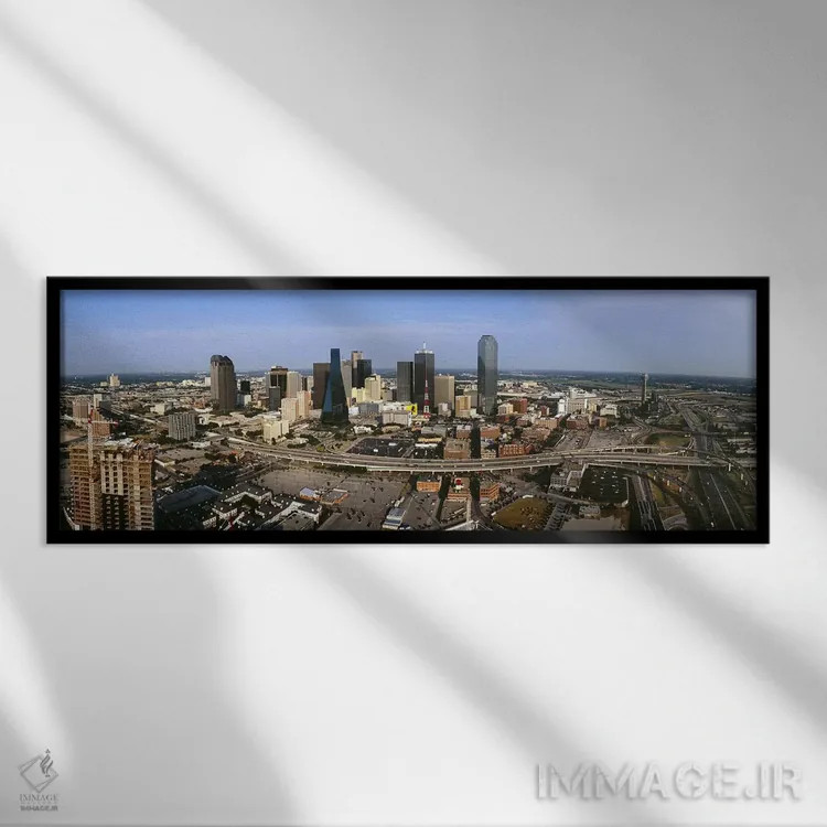 تابلو دکوراتیو Dallas, Texas, USA,نمای هوایی از شهر، دالاس، تگزاس، آمر… اثر پانورامیک ایمجز - نمای قابدار مشکی