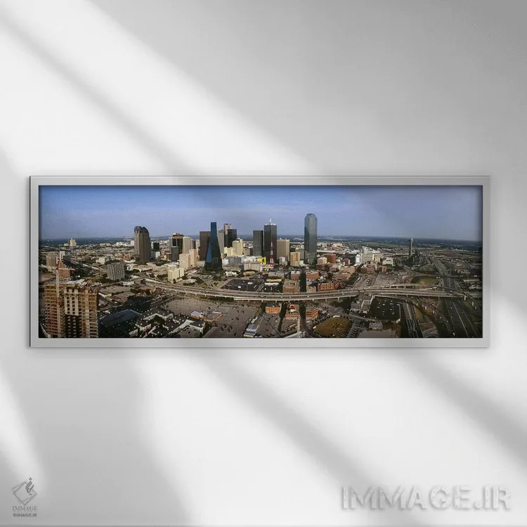 تابلو دکوراتیو Dallas, Texas, USA,نمای هوایی از شهر، دالاس، تگزاس، آمر… اثر پانورامیک ایمجز - نمای قابدار سفید