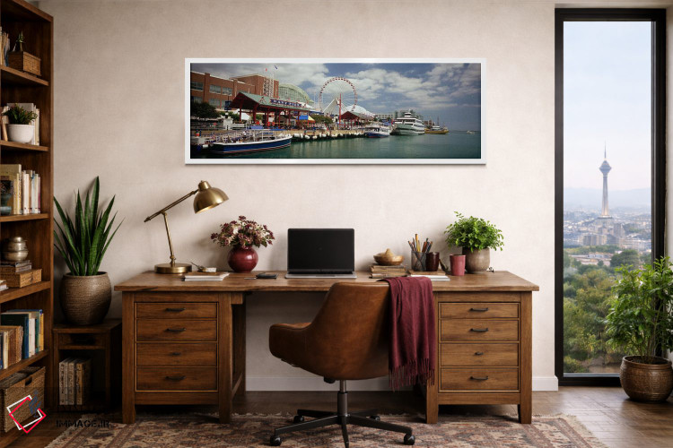 تابلو دکوراتیو Navy Pier, Chicago, Illinois, USA,قایق های پهلوگرفته در… اثر پانورامیک ایمجز - D1W