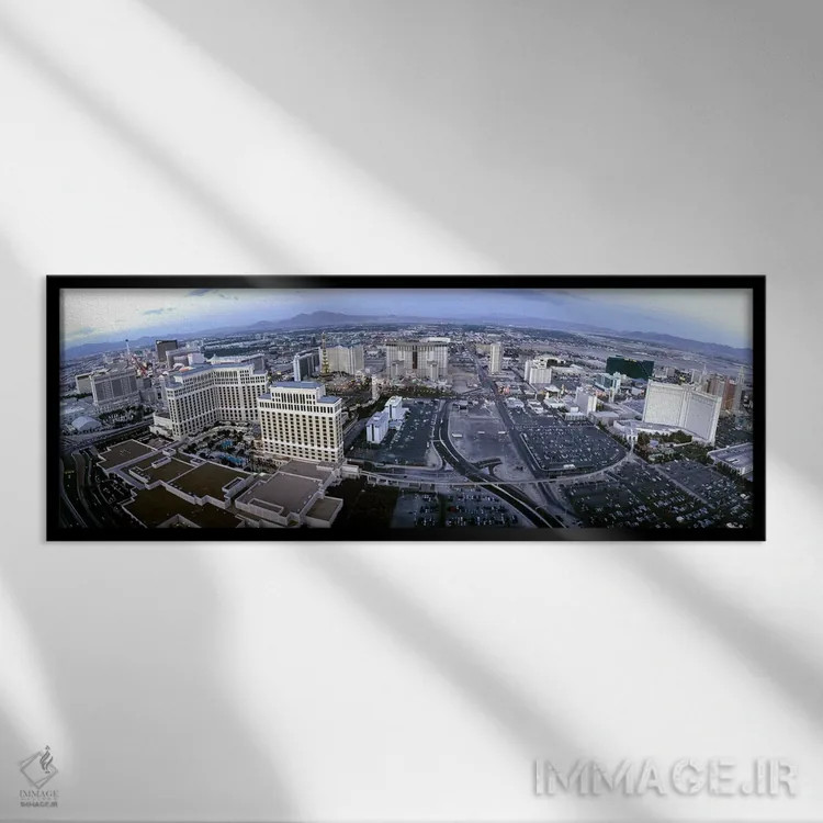 تابلو دکوراتیو Las Vegas, Nevada, USA,نمای هوایی از شهر، لاس وگاس، نوا… اثر پانورامیک ایمجز - نمای قابدار مشکی