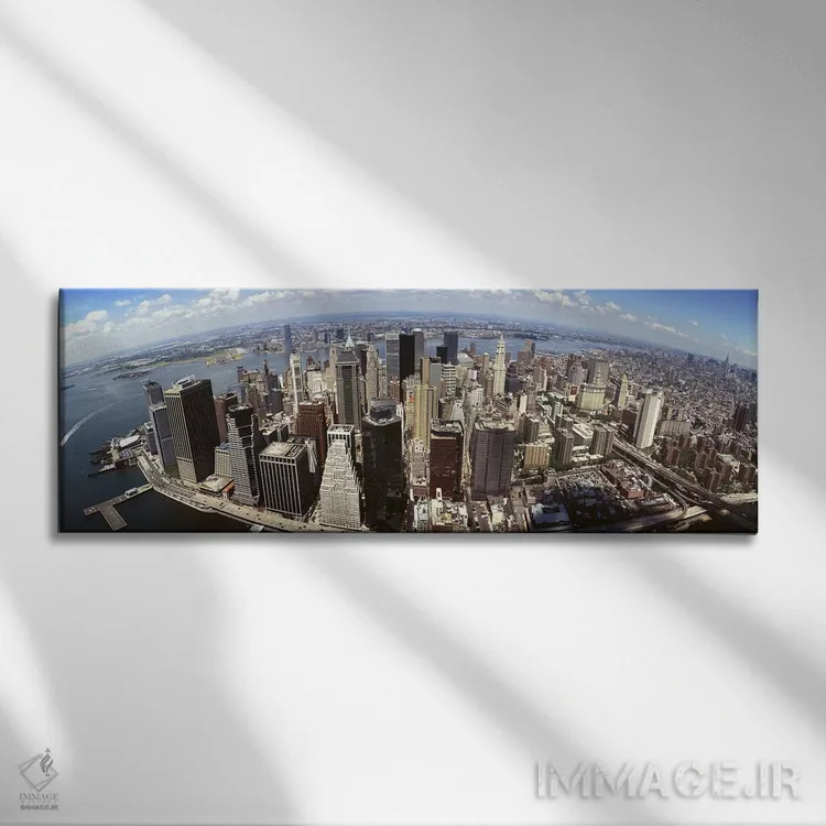 تابلو دکوراتیو New York City, New York, USA,نمای هوایی با زاویه باز از… اثر پانورامیک ایمجز - نمای روبهرو روی دیوار