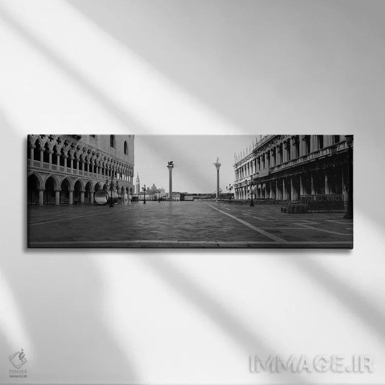 تابلو دکوراتیو Venice, Italy,میدانچه سن مارکو به صورت سیاه و سفید، ونی… اثر پانورامیک ایمجز - نمای روبهرو روی دیوار