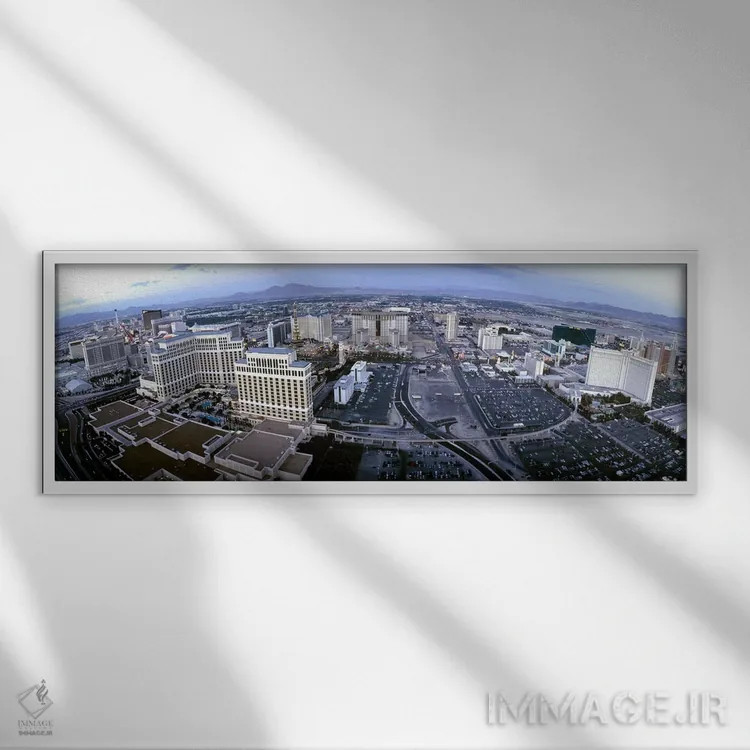 تابلو دکوراتیو Las Vegas, Nevada, USA,نمای هوایی از شهر، لاس وگاس، نوا… اثر پانورامیک ایمجز - نمای قابدار سفید