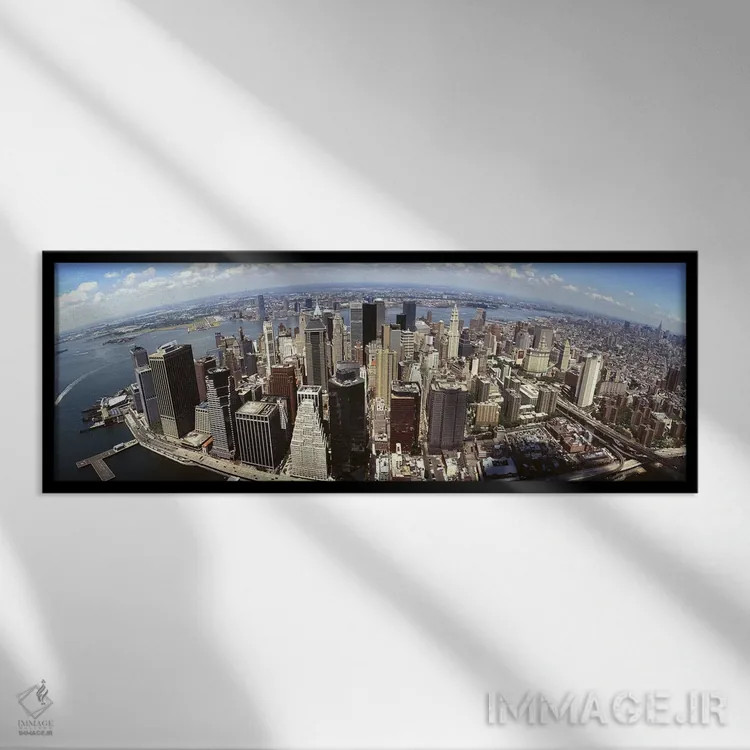 تابلو دکوراتیو New York City, New York, USA,نمای هوایی با زاویه باز از… اثر پانورامیک ایمجز - نمای قابدار مشکی
