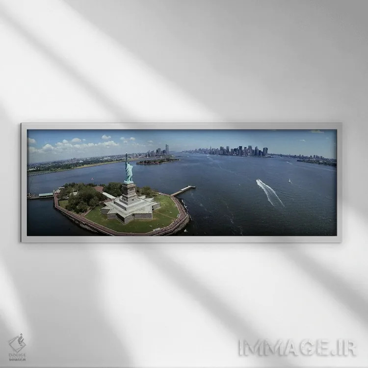 تابلو دکوراتیو Statue of Liberty, New York City, New York State, USA #… اثر پانورامیک ایمجز - نمای قابدار سفید