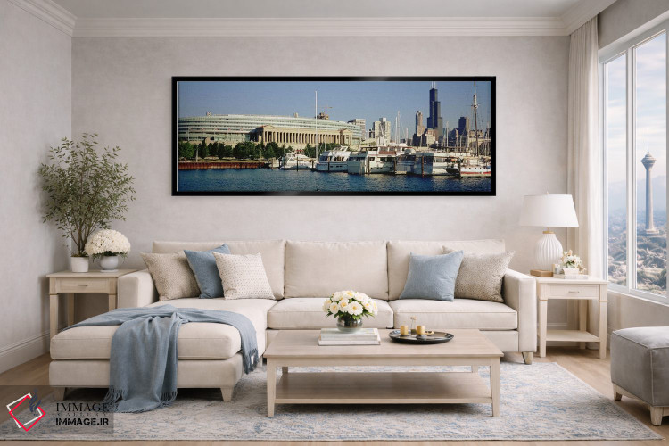تابلو دکوراتیو Chicago, Illinois, USA,قایق های پهلوگرفته در اسکله، شیک… اثر پانورامیک ایمجز - D6B