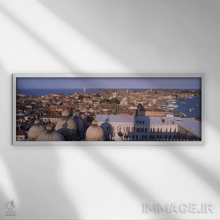 تابلو دکوراتیو Venice, Italy,نمای بالا از شهر، ونیز، ایتالیا اثر پانورامیک ایمجز - نمای قابدار سفید