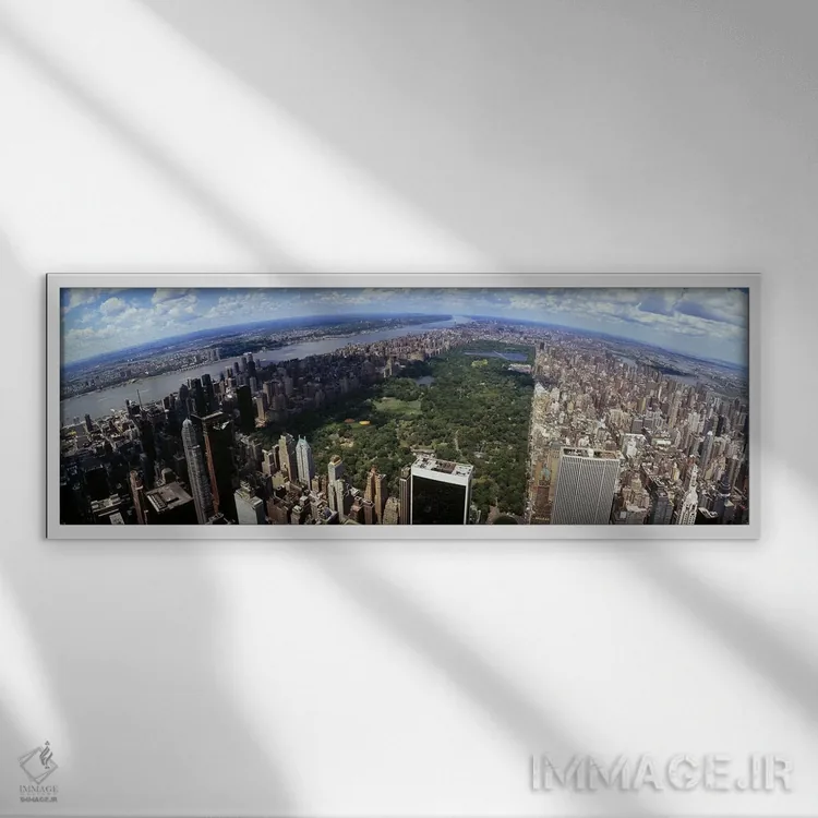 تابلو دکوراتیو Manhattan, New York City, New York State, USA,نمای هوای… اثر پانورامیک ایمجز - نمای قابدار سفید