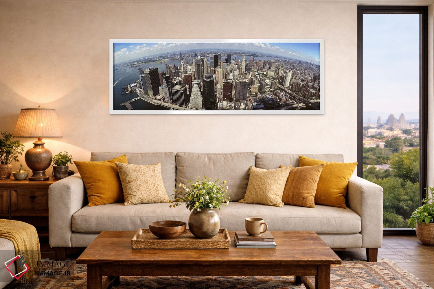 تابلو دکوراتیو New York City, New York, USA,نمای هوایی با زاویه باز از… اثر پانورامیک ایمجز - D5W