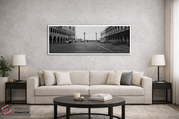 تابلو دکوراتیو Venice, Italy,میدانچه سن مارکو به صورت سیاه و سفید، ونی… اثر پانورامیک ایمجز - D6W