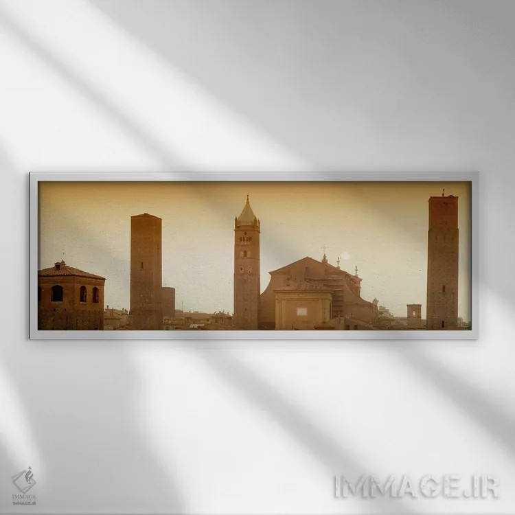 تابلو دکوراتیو Bologna, Italy,ساختمان های شهری، بولونیا، ایتالیا اثر پانورامیک ایمجز - نمای قابدار سفید