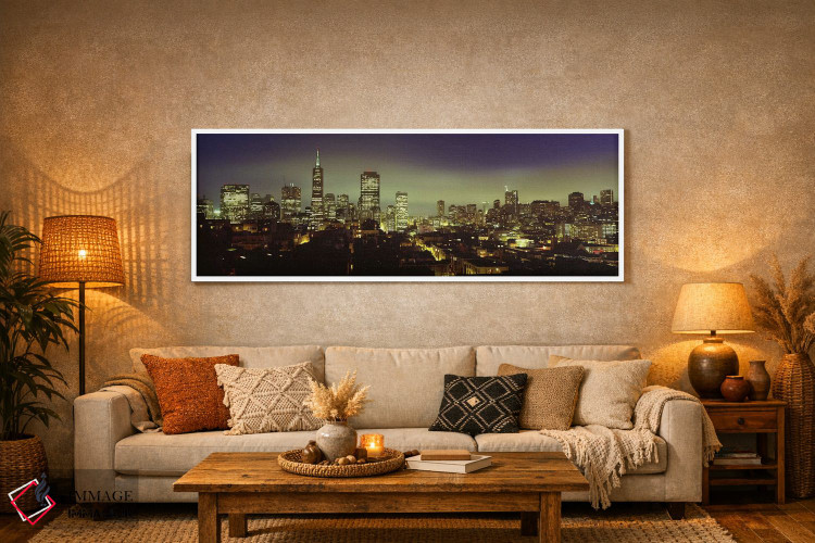 تابلو دکوراتیو San Francisco, California, USA,افق منطقه مالی در شب، سا… اثر پانورامیک ایمجز - D5W