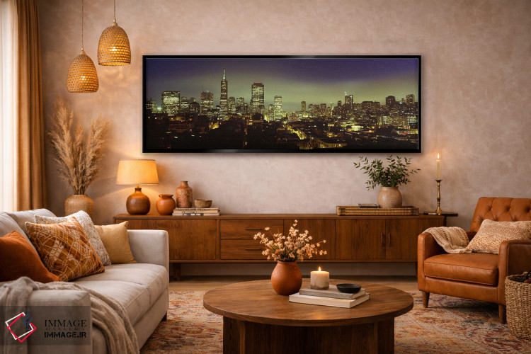 تابلو دکوراتیو San Francisco, California, USA,افق منطقه مالی در شب، سا… اثر پانورامیک ایمجز - D6B