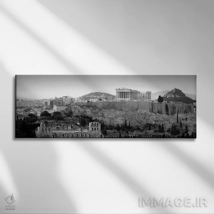 تابلو دکوراتیو Athens, Greece,آکروپولیس به صورت سیاه و سفید، آتن، یونا… اثر پانورامیک ایمجز - نمای روبهرو روی دیوار
