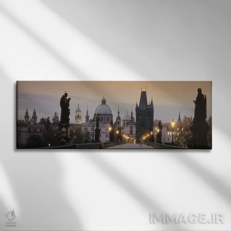 تابلو دکوراتیو Prague, Czech Republic,پل چارلز و مناره های شهر قدیمی د… اثر پانورامیک ایمجز - نمای روبهرو روی دیوار