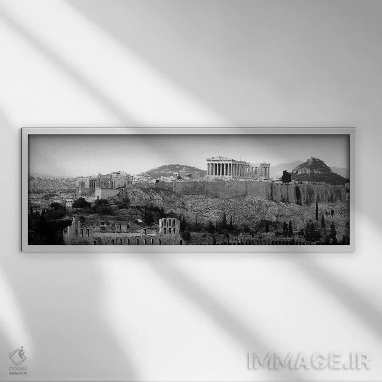 تابلو دکوراتیو Athens, Greece,آکروپولیس به صورت سیاه و سفید، آتن، یونا… اثر پانورامیک ایمجز - نمای قابدار سفید