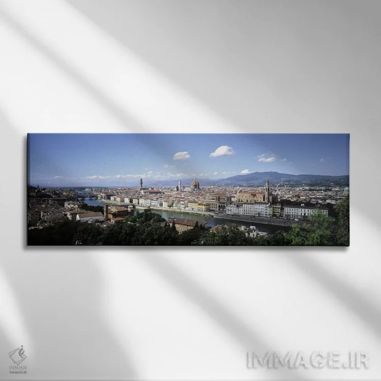 تابلو دکوراتیو Florence, Tuscany, Italy,نمای بالا از مرکز تاریخی، فلور… اثر پانورامیک ایمجز - نمای روبهرو روی دیوار
