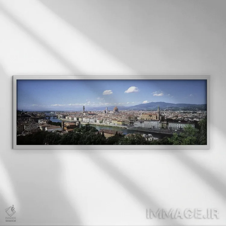 تابلو دکوراتیو Florence, Tuscany, Italy,نمای بالا از مرکز تاریخی، فلور… اثر پانورامیک ایمجز - نمای قابدار سفید