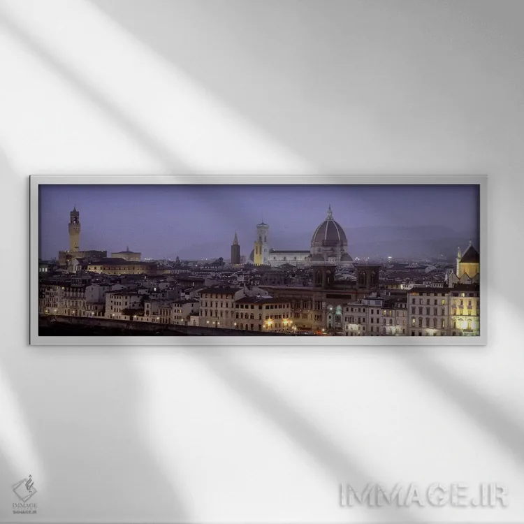 تابلو دکوراتیو Florence, Tuscany, Italy,مرکز تاریخی در غروب، فلورانس… اثر پانورامیک ایمجز - نمای قابدار سفید