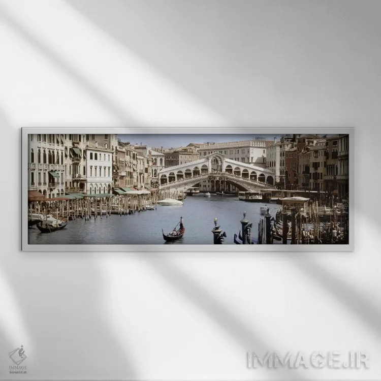 تابلو دکوراتیو Venice, Veneto, Italy,پل ریالتو، ونیز، ونتو، ایتالیا اثر پانورامیک ایمجز - نمای قابدار سفید