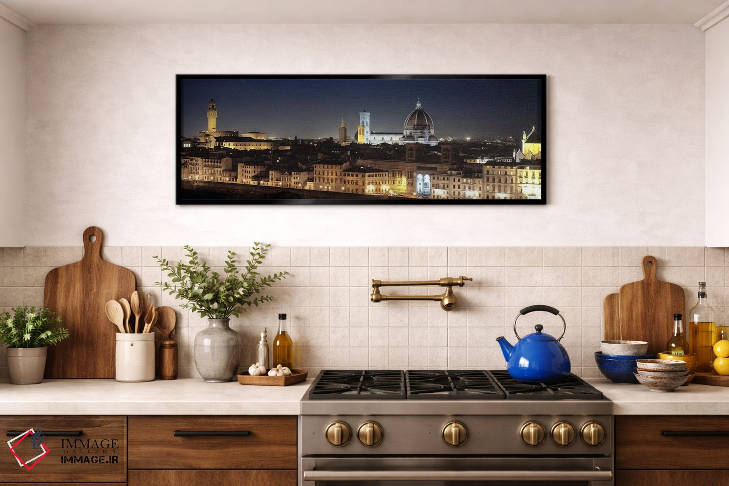 تابلو دکوراتیو Florence, Tuscany, Italy,شهر قدیمی در شب، فلورانس، توسک… اثر پانورامیک ایمجز - D1B