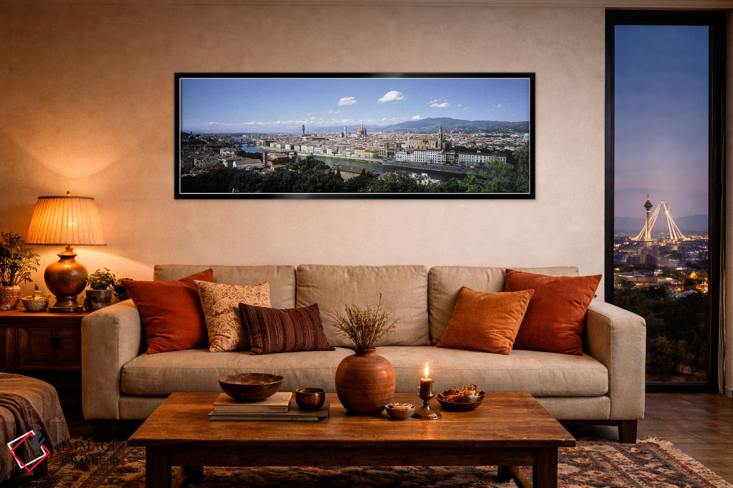 تابلو دکوراتیو Florence, Tuscany, Italy,نمای بالا از مرکز تاریخی، فلور… اثر پانورامیک ایمجز - D5B