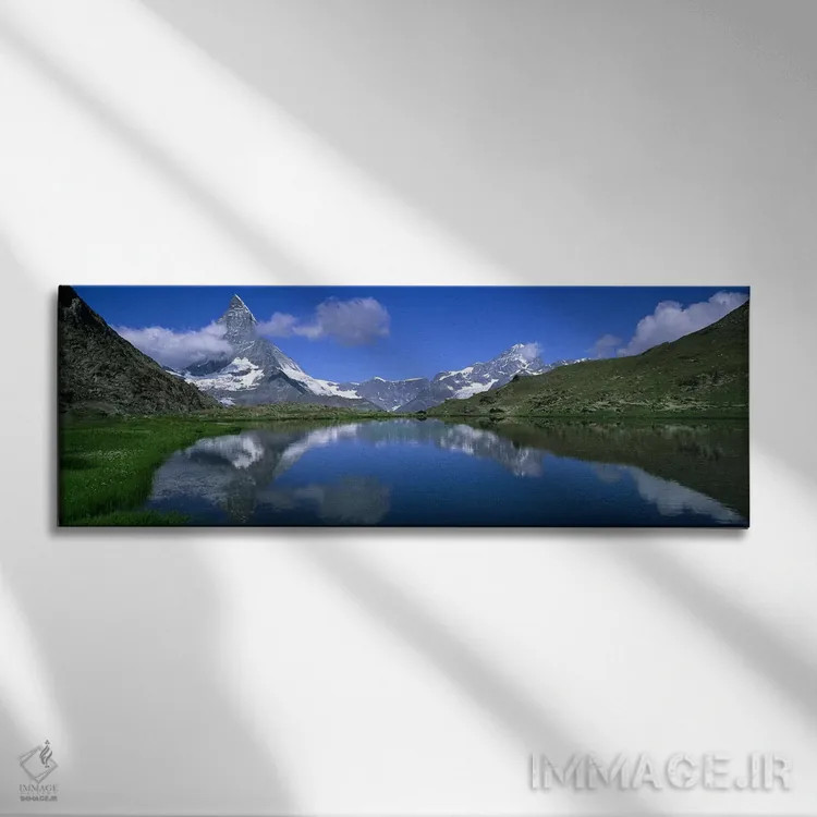 تابلو دکوراتیو Pennine Alps, Switzerland,ماترهورن برفی و انعکاس آن در… اثر پانورامیک ایمجز - نمای روبهرو روی دیوار