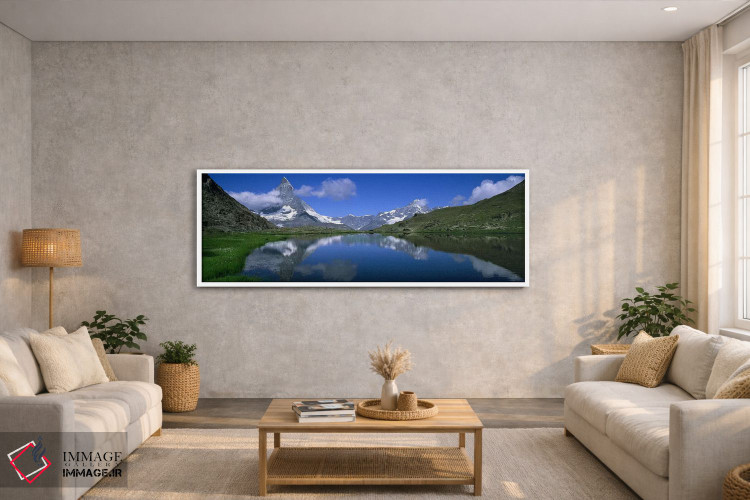 تابلو دکوراتیو Pennine Alps, Switzerland,ماترهورن برفی و انعکاس آن در… اثر پانورامیک ایمجز - D2W