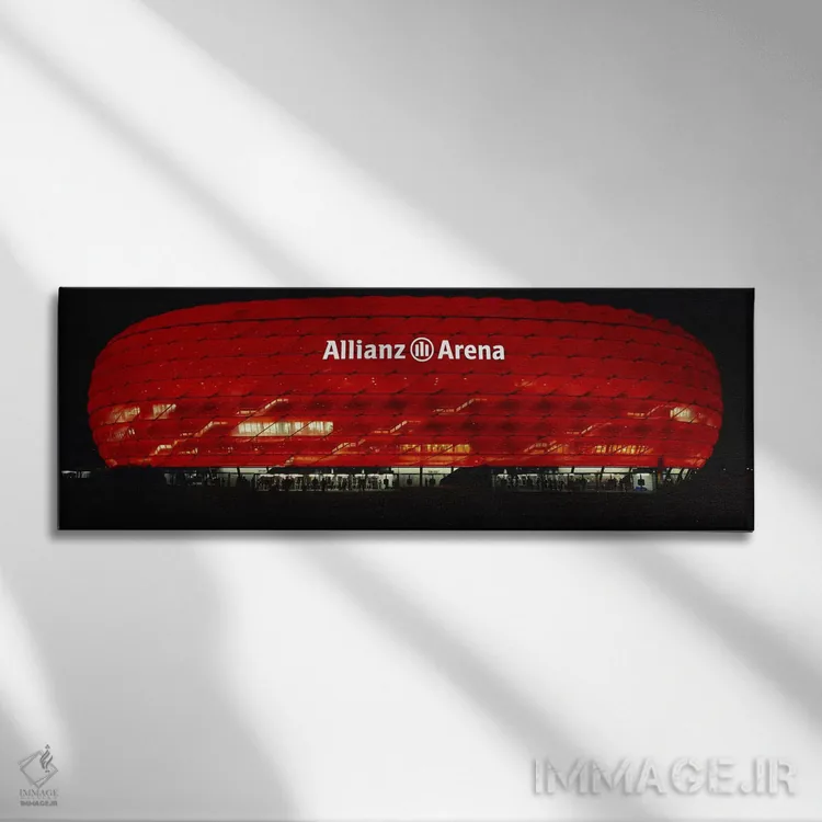 تابلو دکوراتیو Allianz Arena, Munich, Germany,ورزشگاه فوتبال روشن در ش… اثر پانورامیک ایمجز - نمای روبهرو روی دیوار