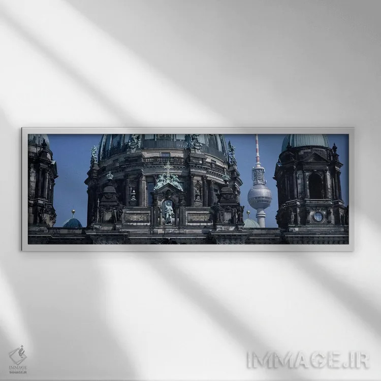تابلو دکوراتیو Berliner Dom, with Television Tower in distance, Berlin… اثر پانورامیک ایمجز - نمای قابدار سفید
